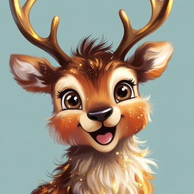 Cute cartoon reindeer with antlers