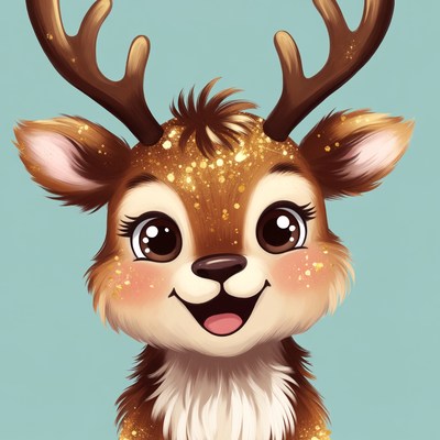 Cute glittery reindeer illustration