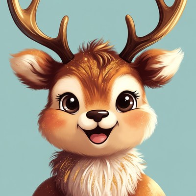 Cute cartoon reindeer with antlers
