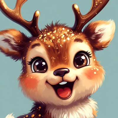 Cute smiling baby reindeer illustration