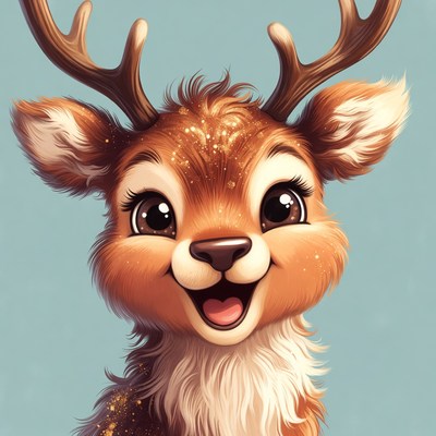 Cute smiling reindeer illustration