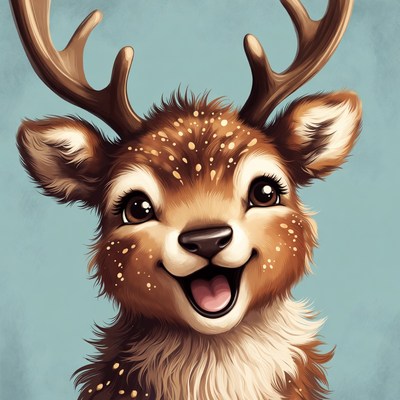 Cute smiling baby deer illustration