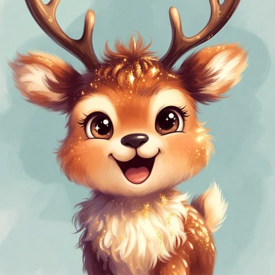 Cute sparkling baby deer illustration