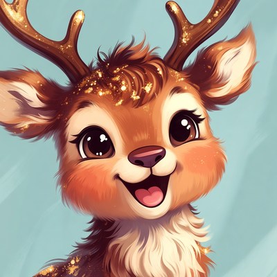 Cute cartoon reindeer smiling