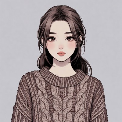 Anime girl in brown sweater