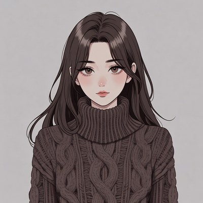 Asian woman in turtleneck sweater