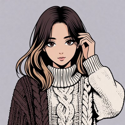 Asian woman in knit sweater
