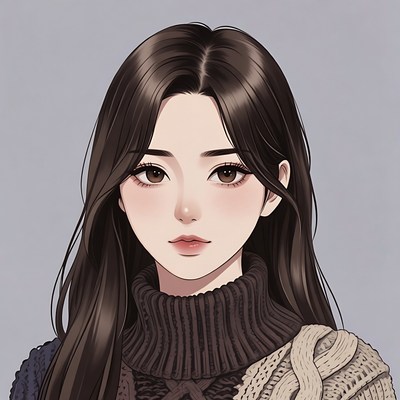 Asian woman in knitted sweater
