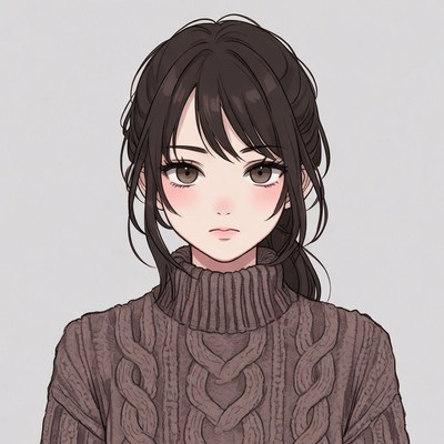 Anime girl in turtleneck sweater