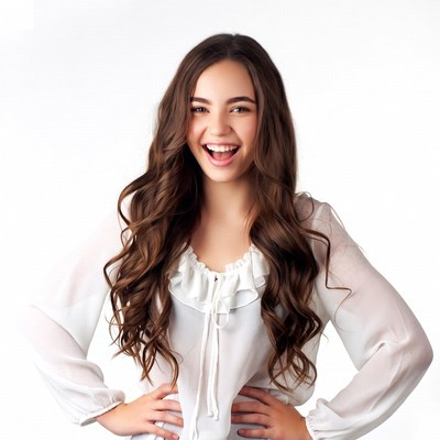 Smiling young woman with long brown hair