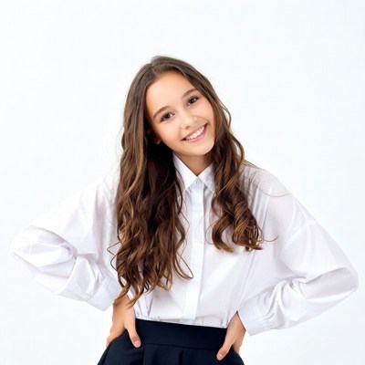 Smiling girl in school uniform