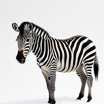 Zebra standing on white background