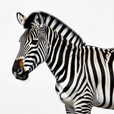 Zebra head on white background