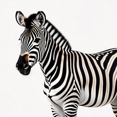 Zebra standing on white background