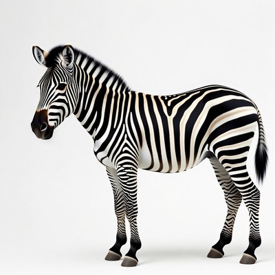 Zebra standing on white background