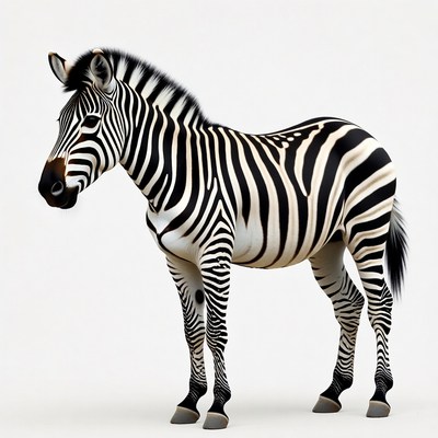 Zebra standing on white background