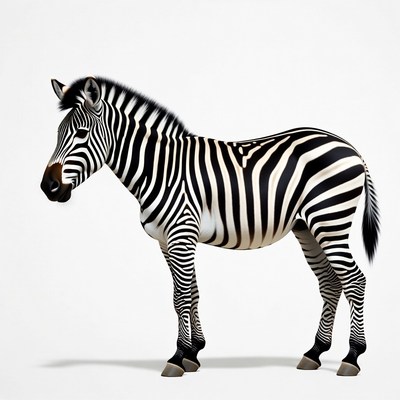 Zebra standing on white background