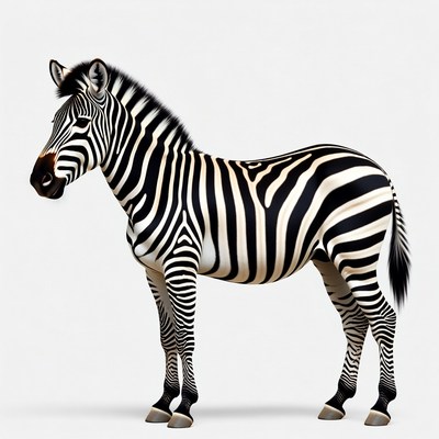 Zebra standing on white background