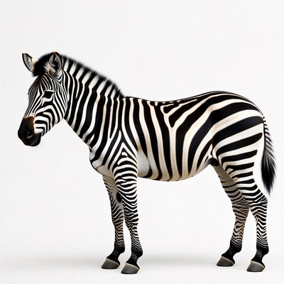 Zebra standing on white background