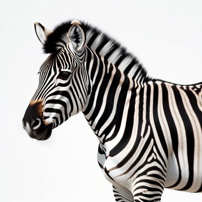 Zebra head on white background