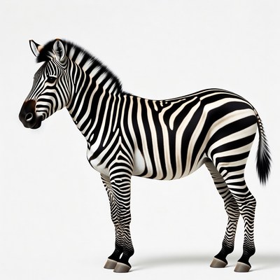 Zebra standing on white background