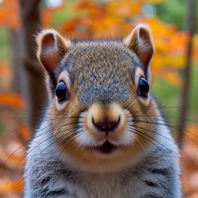 Cute squirrel in autumn forest