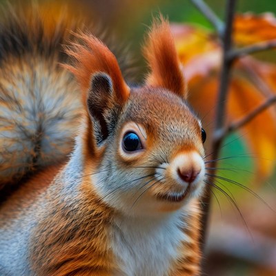 Red squirrel with big eyes