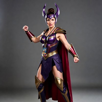 Woman in Purple Wonder Woman Cosplay