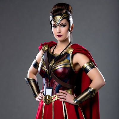 Woman in Wonder Woman costume