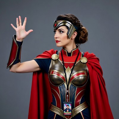 Wonder Woman making Vulcan salute
