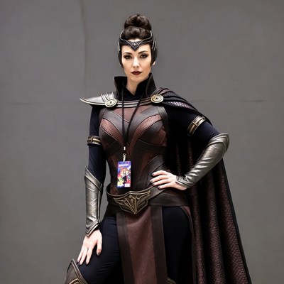 Woman in Dark Queen Cosplay Armor