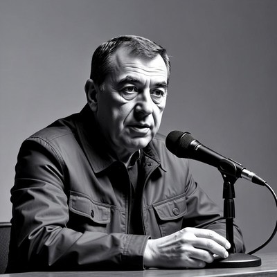 Man speaking into microphone