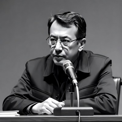 Asian man speaking at microphone