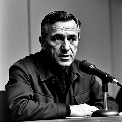 Man speaking at microphone