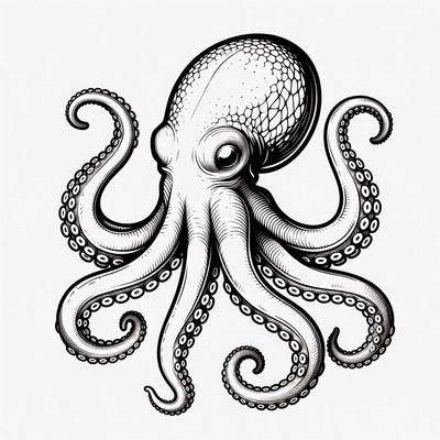 Black Ink Octopus Illustration