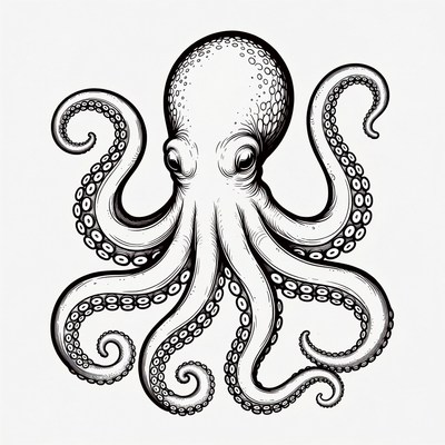 Black Ink Octopus Illustration