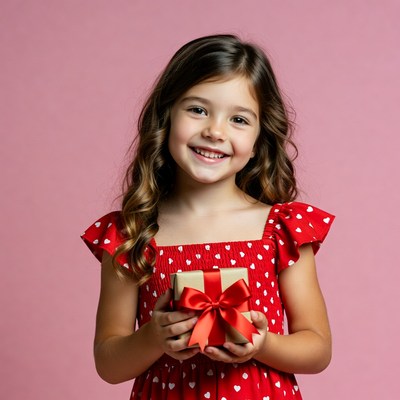 Girl holding gift box