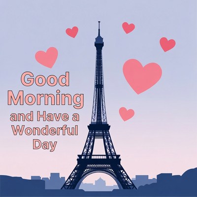 Eiffel Tower Good Morning Hearts