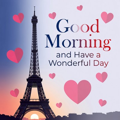 Eiffel Tower Good Morning Hearts