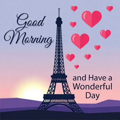 Eiffel Tower Good Morning Illustration