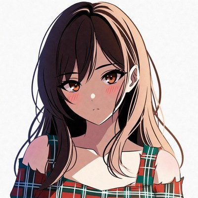 Anime girl with black and blonde hair