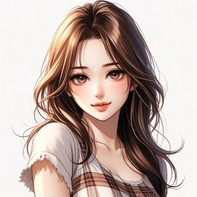Anime girl with long brown hair