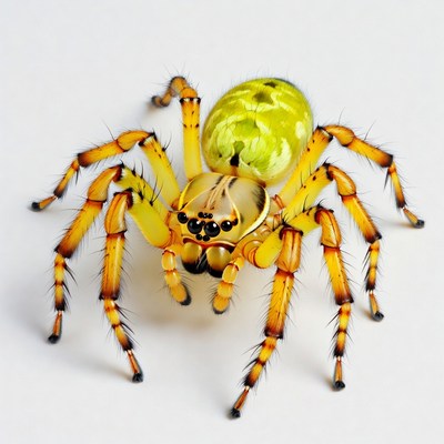 Green Lynx Spider on white background