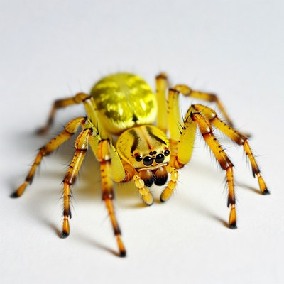 Yellow spider on white background