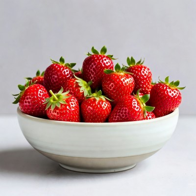 Fresh Strawberries in White Bowl