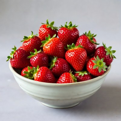 Fresh Strawberries in White Bowl