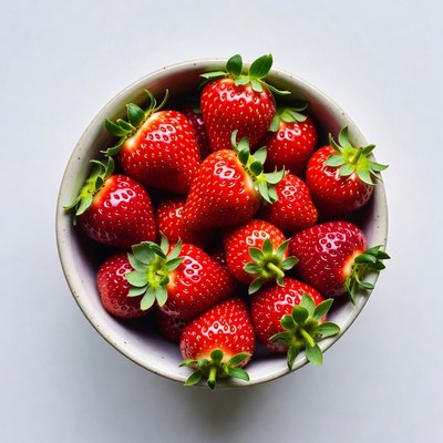 Fresh Strawberries in White Bowl