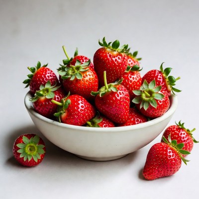 Fresh Strawberries in White Bowl