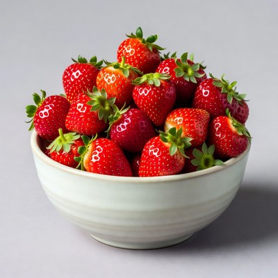 Fresh Strawberries in White Bowl
