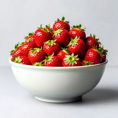 Fresh Strawberries in White Bowl